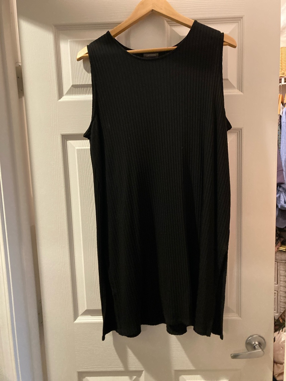 J. Jill Black Ribbed Sleeveless Shift Tank